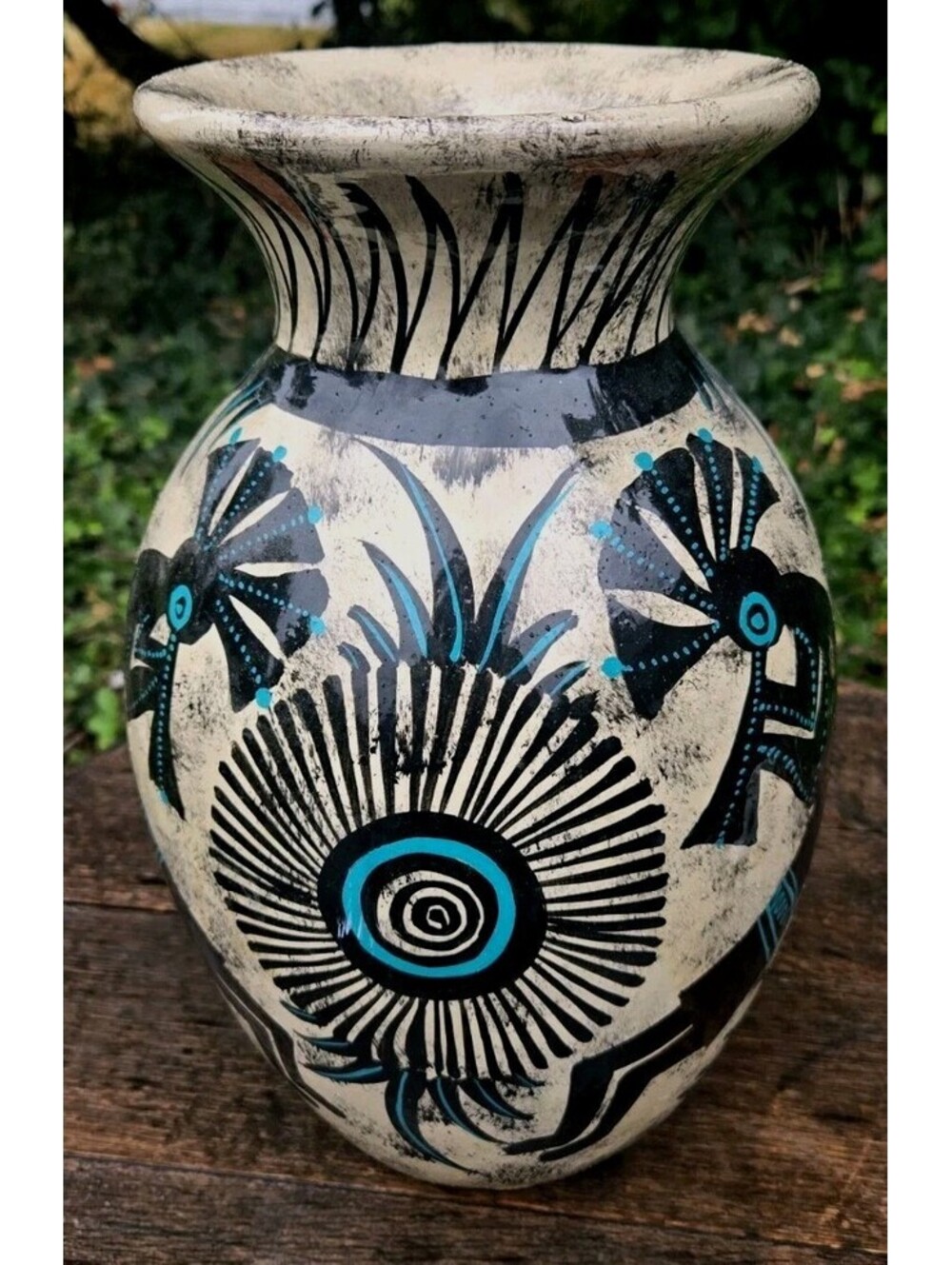 Glossy Pottery Clay Vase Kachina Details 14X8"